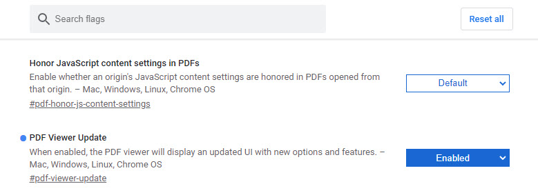 Chrome PDF Viewer Flag Enabled