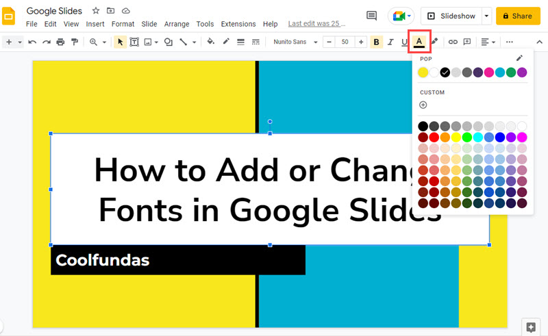Change Font Color in Google Slides 1