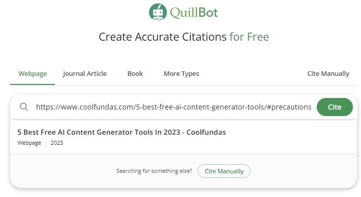 Citation example in QuillBot