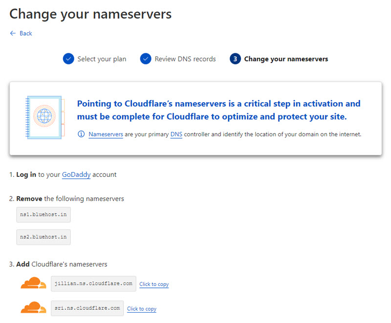 Free Cloudflare Account for Website Change nameservers