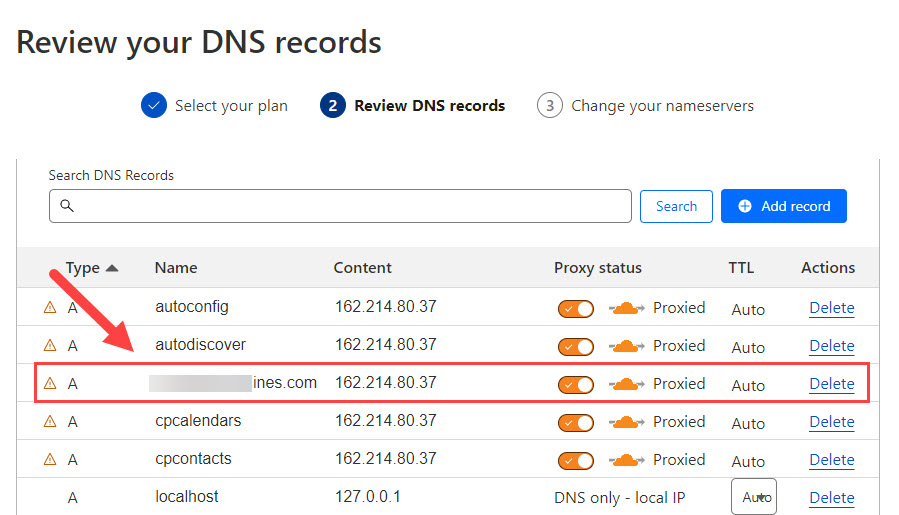 Free Cloudflare Account for Website Review DNS records