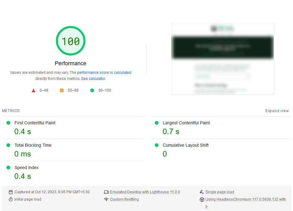 WP Rocket Settings Pagespeed Test